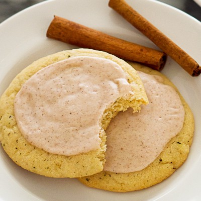 Chai sugar cookies with eggnog glaze might just be the perfect Christmas cookie. Recipe includes nutritional information. From BakingMischief.com