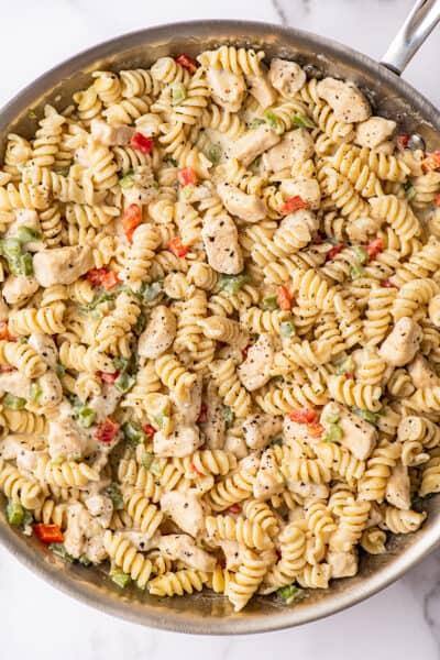 Easy Creamy Chicken Pasta With Bell Peppers