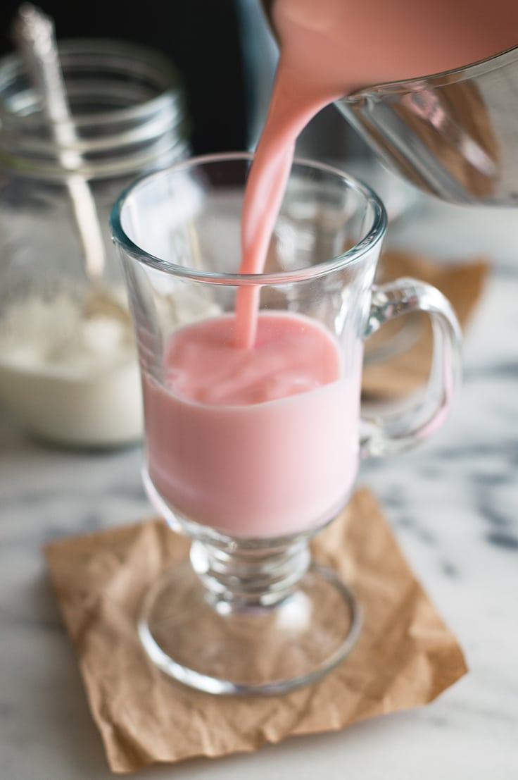 Pink Hot Chocolate with Mason Jar Whipped Cream