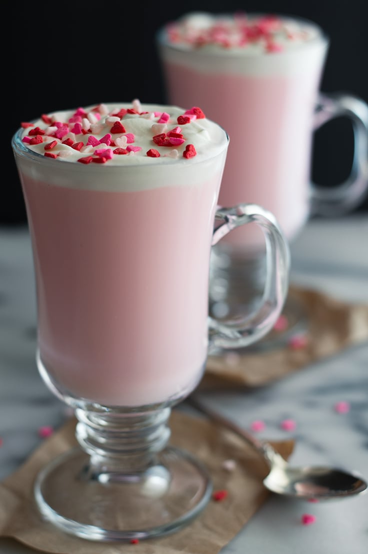 Bright Pink Hot Chocolate with Whipped Cream Recipe