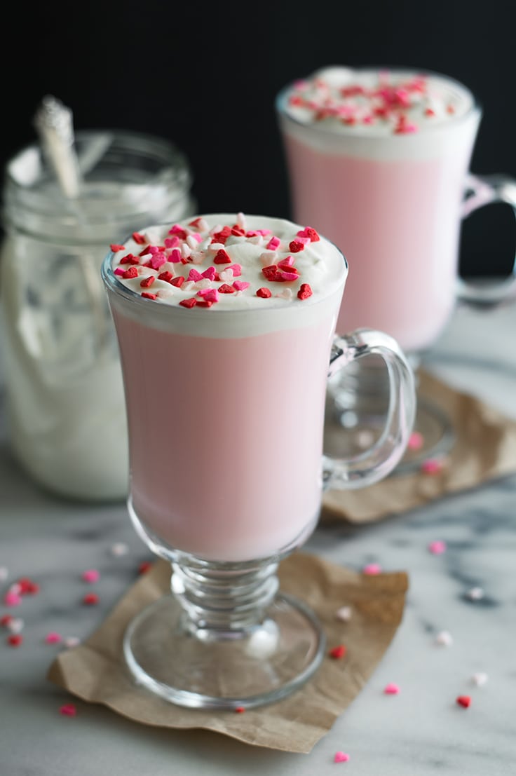 Pink Hot Chocolate with Mason Jar Whipped Cream