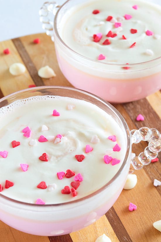 Pink Hot Chocolate with Mason Jar Whipped Cream