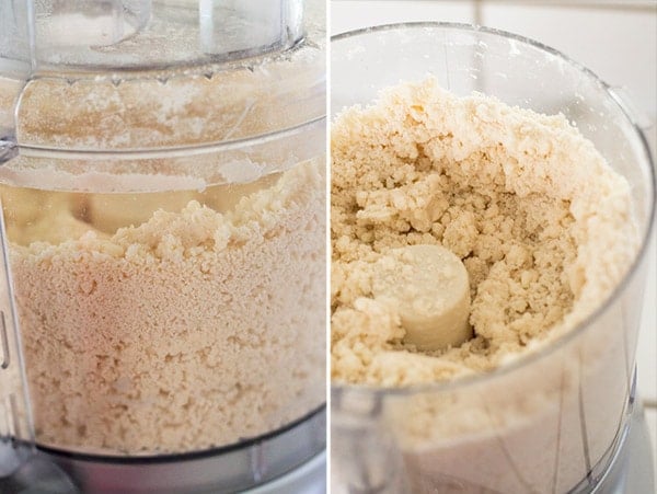 Buttermilk pie crust being made in food processor.