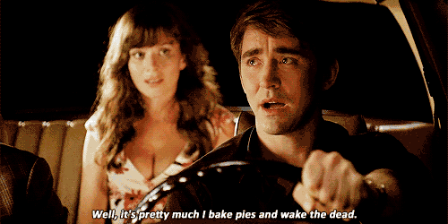 "Pushing Daisies"-inspired mini mocha and Kahlua cheesecakes with a crunchy Oreo cookie base, cool sour cream topping, and fudge sauce. Recipe includes small-batch instructions and nutritional information. From BakingMischief.com