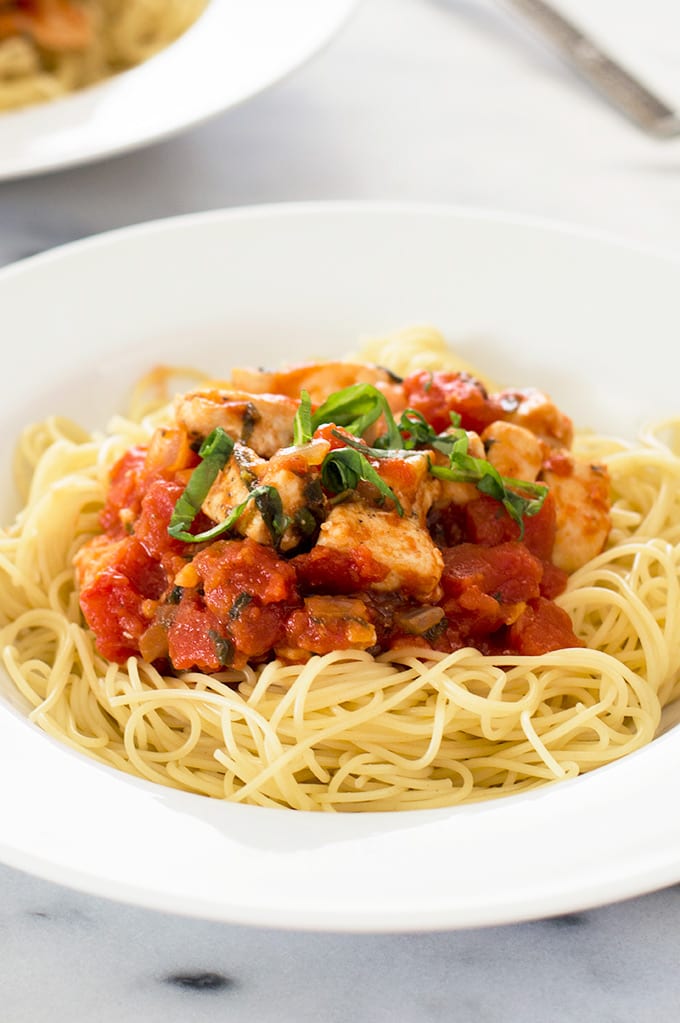 Easy Angel Hair and Meatballs with Tomato Basil Sauce