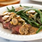 This Top Sirloin Steak with Mustard Sauce recipe is my go-to dinner for busy weeknights when I'm craving red meat! It's fast, healthy, and delicious. Recipe includes nutritional information. From BakingMischief.com