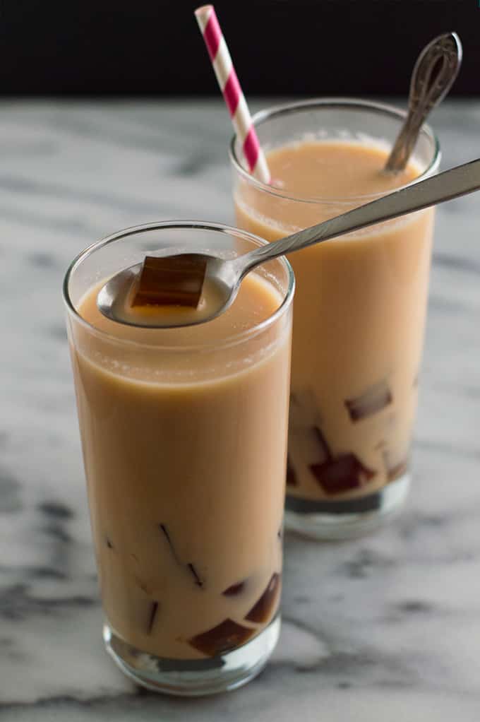 Milk Tea With Coffee Jelly - Baking Mischief