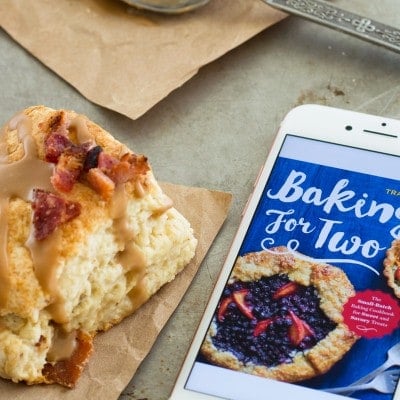 These small-batch Bacon Scones with Maple Glaze are one of my favorite recipes from my new cookbook, Baking for Two! Recipe includes nutritional information. From BakingMischief.com