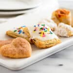 Recipes made with leftover pie dough on a white plate.