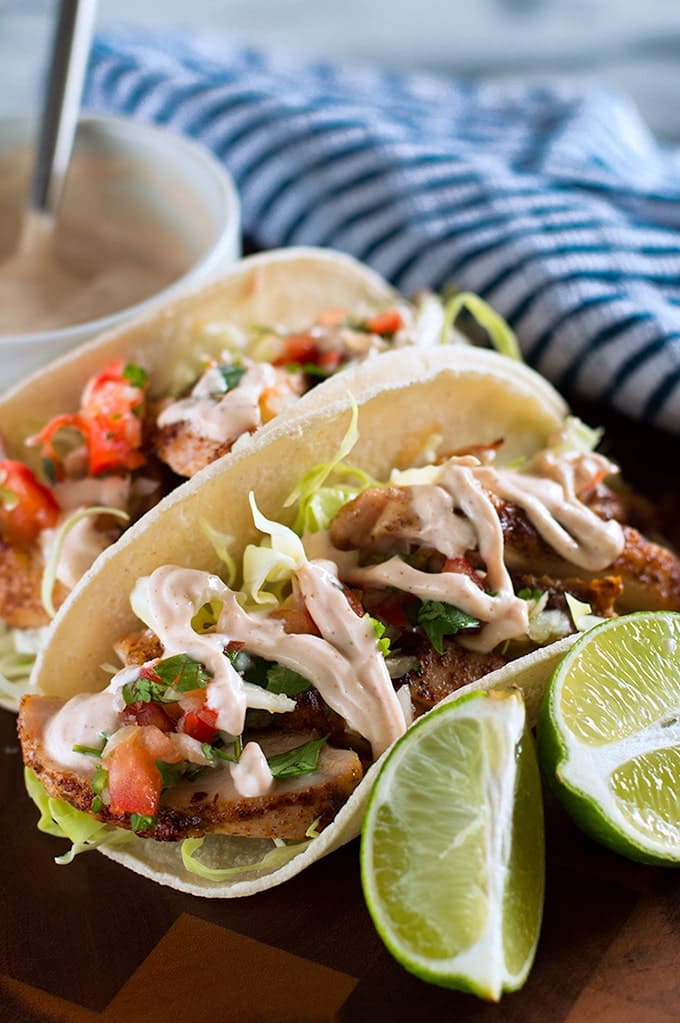 Chipotle Chicken Tacos with Yogurt Sauce - Baking Mischief