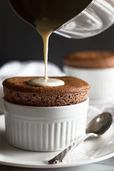 Chocolate Souffles for Two With Creme Anglaise