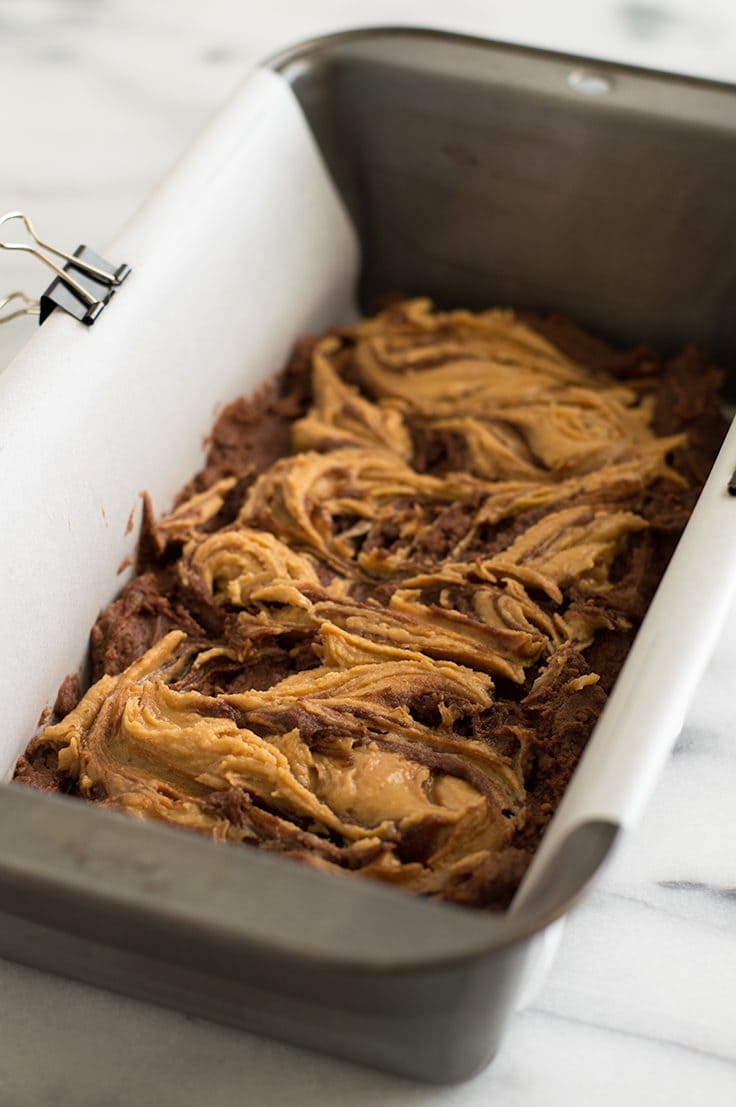 Peanut Butter Swirl Brownies for Two are an easy, perfect small-batch dessert for two. From BakingMischief.com