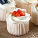 Small-batch Angel Food Cupcakes are a perfect light dessert. From BakingMischief.com
