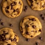 Overhead photo of small-batch chocolate chip cookies.