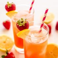 Sip your way into summer with this Homemade Strawberry Lemonade for Two. Easy to make and perfectly pink with just four ingredients! | Summer Recipes | Recipes for Two |