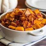 This Roasted Bacon and Butternut Squash Side Dish is the perfect easy, no-fail fall side. | Easy Side Dishes | Recipes for Two | #FallRecipes |