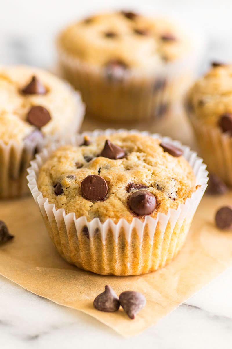 Bakery Style Chocolate Chip Muffins - Rich And Delish