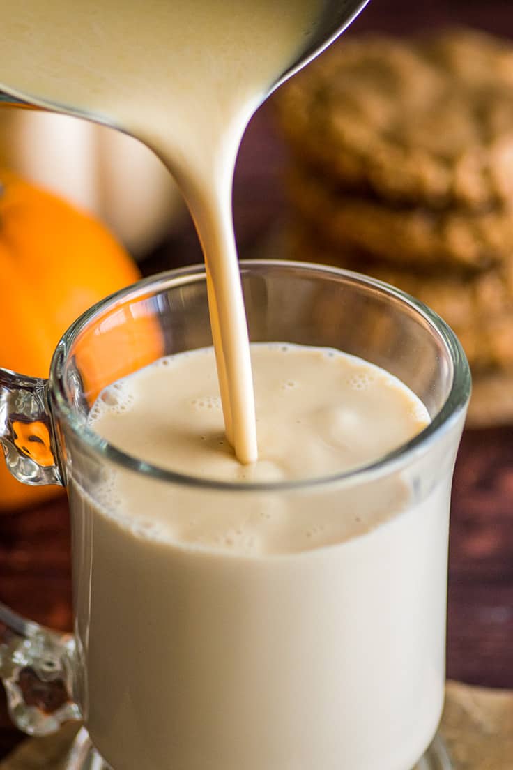 Chai White Hot Chocolate being poured into a mug.