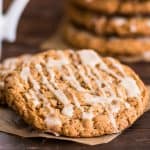 This Small-batch Oatmeal Cookies recipe makes six big and beautiful cookies, perfectly sweet and spicy, packed with cinnamon and bit of nutmeg and drizzled with vanilla icing. | #cookies | #oatmealcookies | #smallbatchcookies |