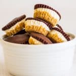 Square photo of No-bake Cheesecake Bites with Graham Cracker Crust in a bowl.