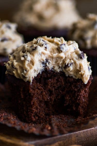 Chocolate Cookie Dough Cupcakes (Small-batch)