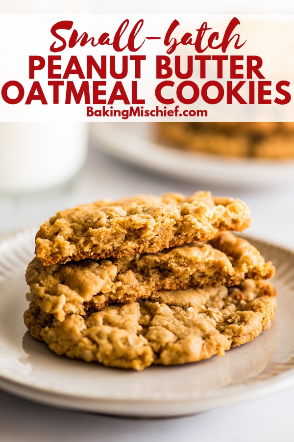 Small-batch Peanut Butter Oatmeal Cookies - Baking Mischief