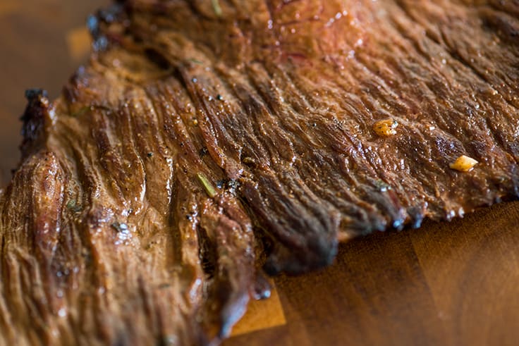 Close up photo of carne asada for carne asada salad.