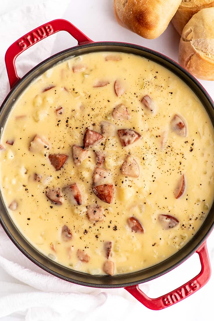 Cheesy Sausage Potato Soup - Baking Mischief