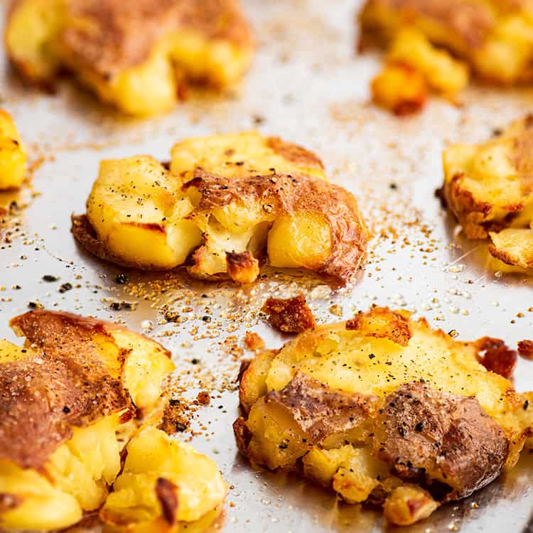 Crispy Smashed Red Potatoes - Baking Mischief