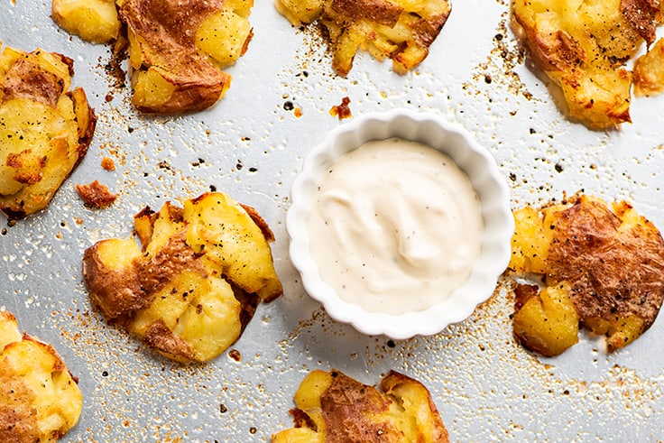 Crispy Smashed Red Potatoes - Baking Mischief