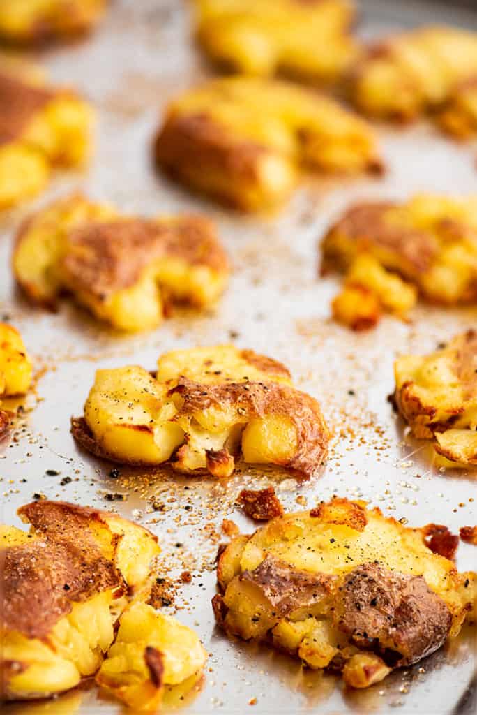 Crispy Smashed Red Potatoes - Baking Mischief