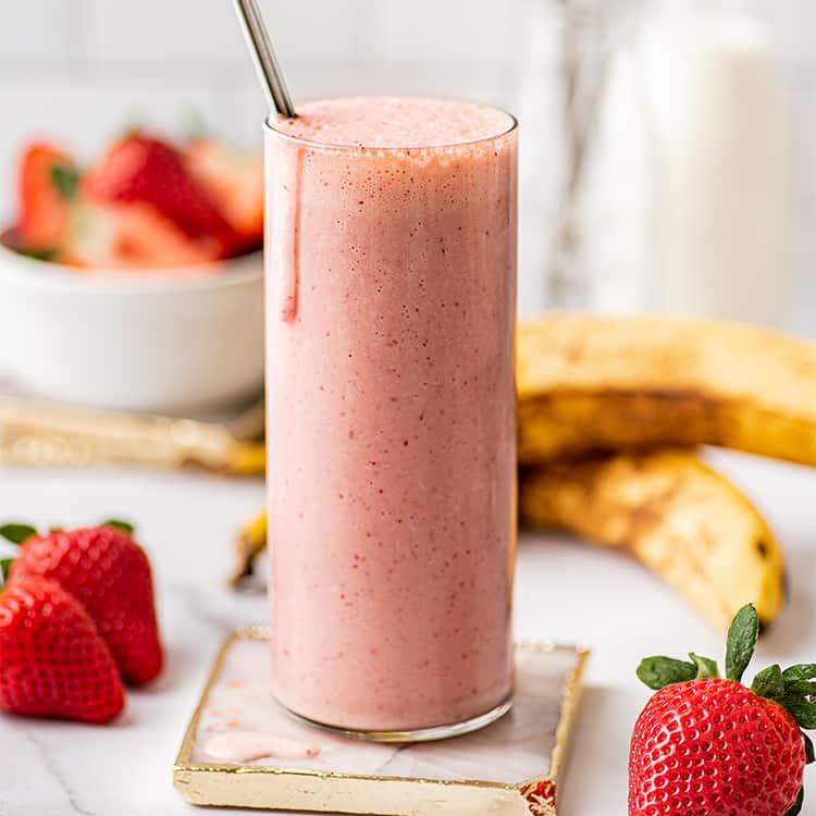 Strawberry Banana Smoothie Milkshake Recipe | Deporecipe.co