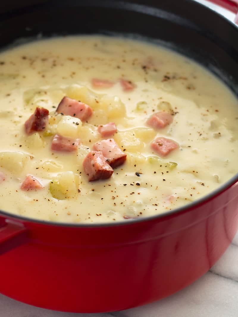 EASY Ham and Potato Soup - Baking Mischief