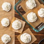 Frozen whipped cream being prepped for freezing.