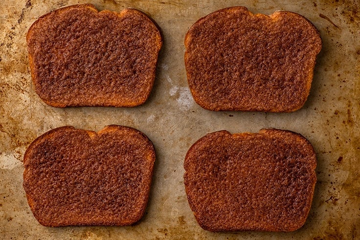 Cinnamon toast on a baking sheet.