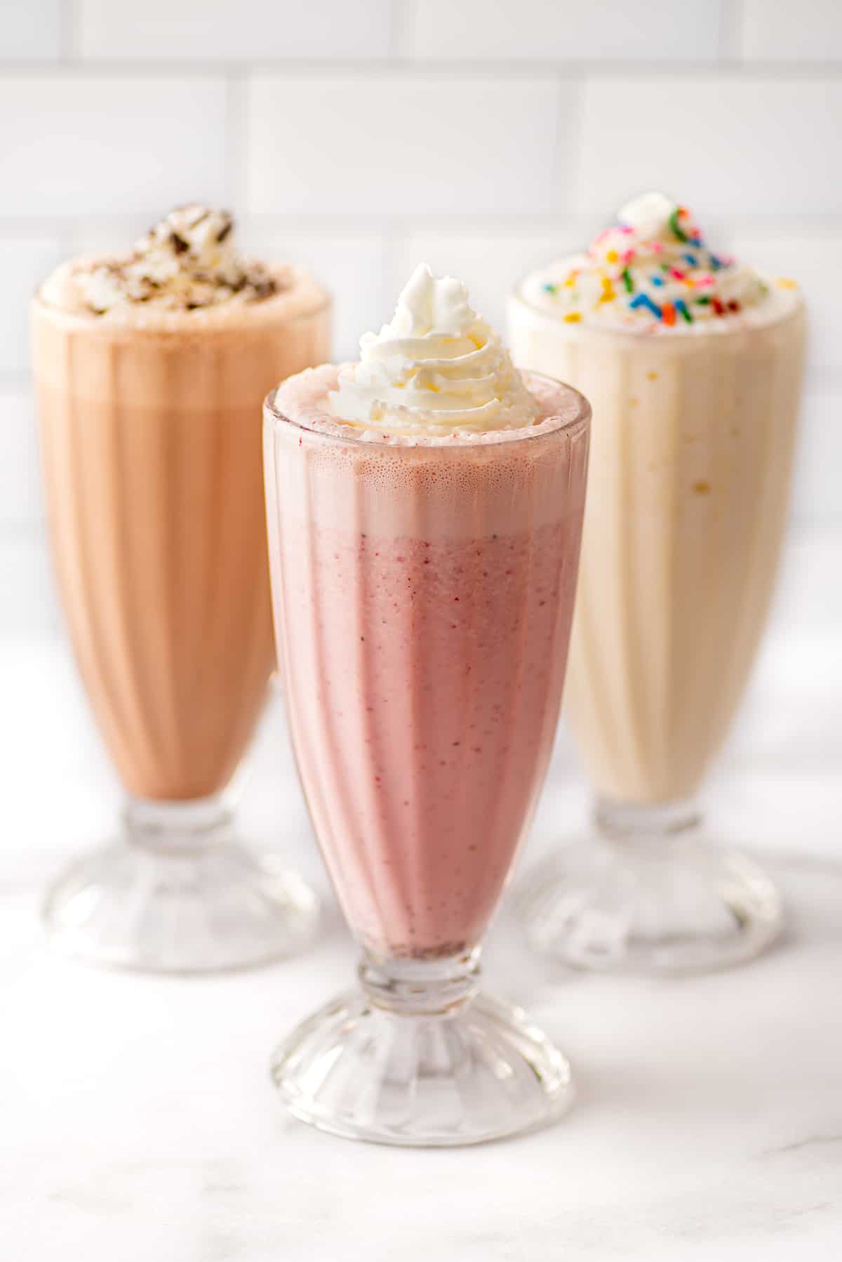 Chocolate Vanilla Strawberry Milk Shake Milkshake Collection Straw