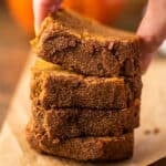Had picking up mini slices of pumpkin bread.