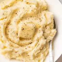 Microwave mashed potatoes in a bowl.