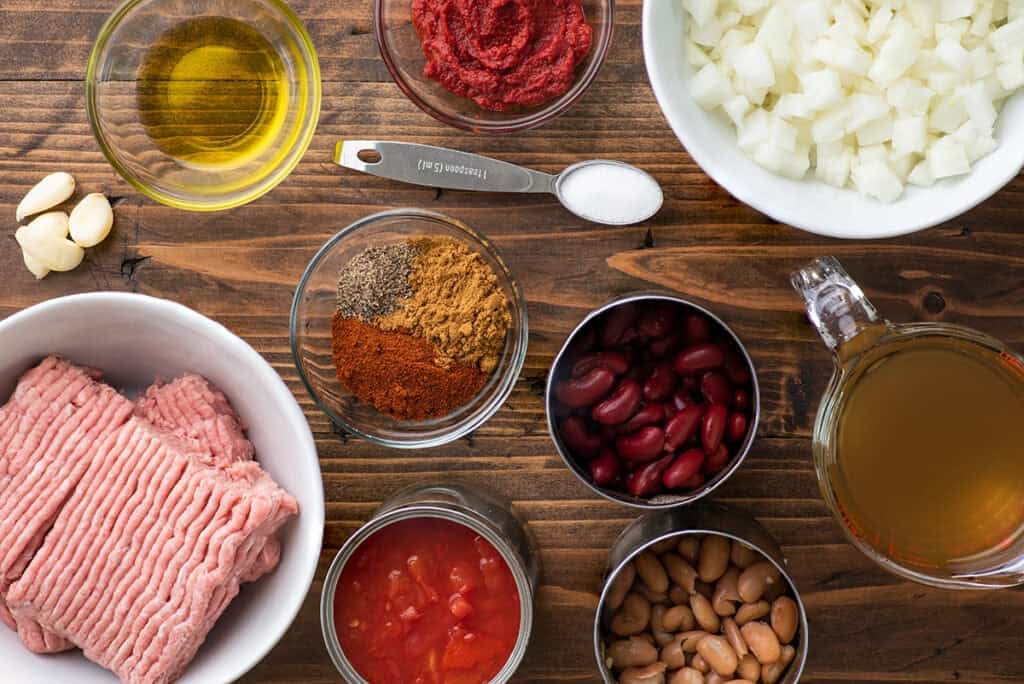 Ground Turkey Chili ingredients