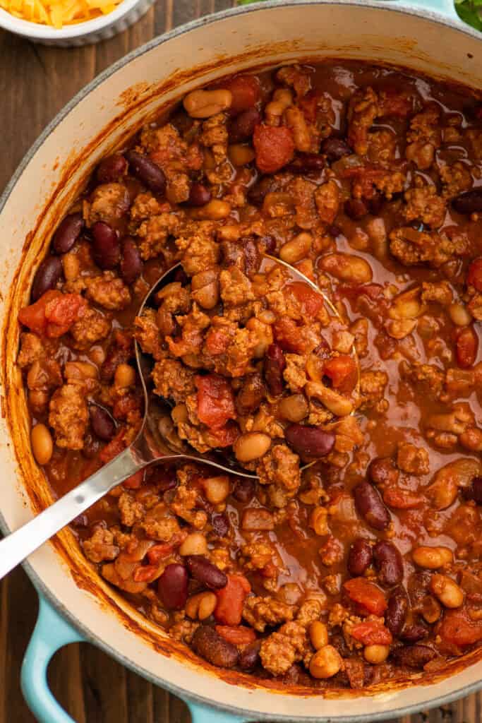 a pot of Ground Turkey Chili