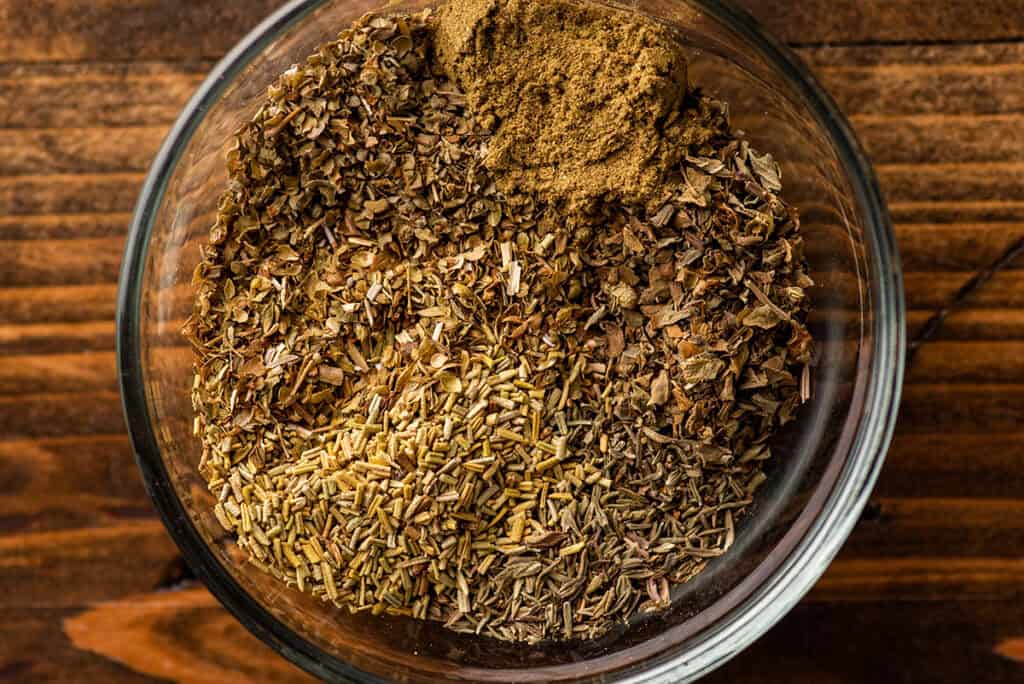 a bowl of homemade Italian seasoning