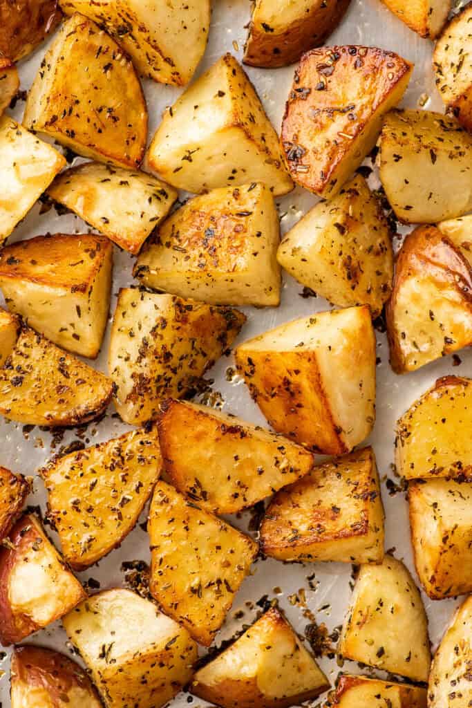 roasted potatoes sprinkled with homemade Italian seasoning