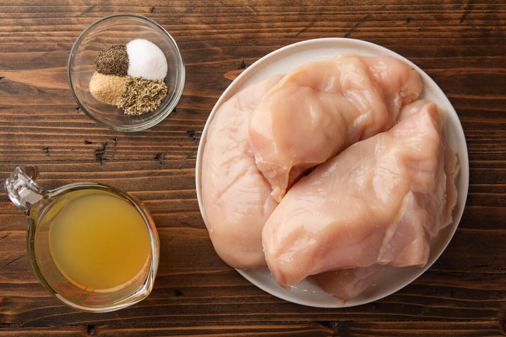 Ingredients for slow cooker shredded chicken