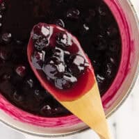 a jar of blueberry syrup