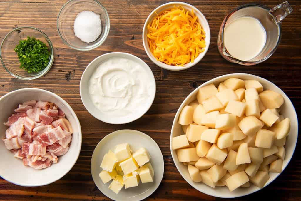 Ingredients for loaded mashed potatoes