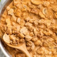 Chicken stroganoff in a skillet