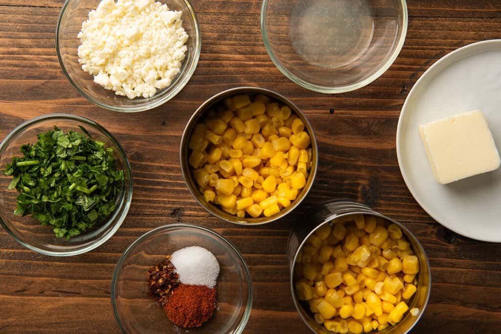Cilantro lime corn ingredients on a table